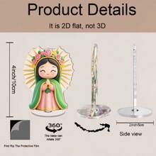 1/2件裝 旋轉式壓克力桌面裝飾品，瓜達露佩聖母西班牙宗教圖標，聖誕節禱告室雕像，西班牙天主教節日裝飾禮品，2D聖誕裝飾 - 旋轉擺件 - 查看 7