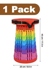 DO DOWIN Upgraded Collapsible Stool Chair, Retractable Camping Chair, Space Saving Folding Stool, Lightweight, Sturdy, Adjustable, Portable Chair Or Footrest, Garage Stool, Step Stool Foldable For Outdoor Hiking Fishing Garden BBQ - colorful red - 查看 7