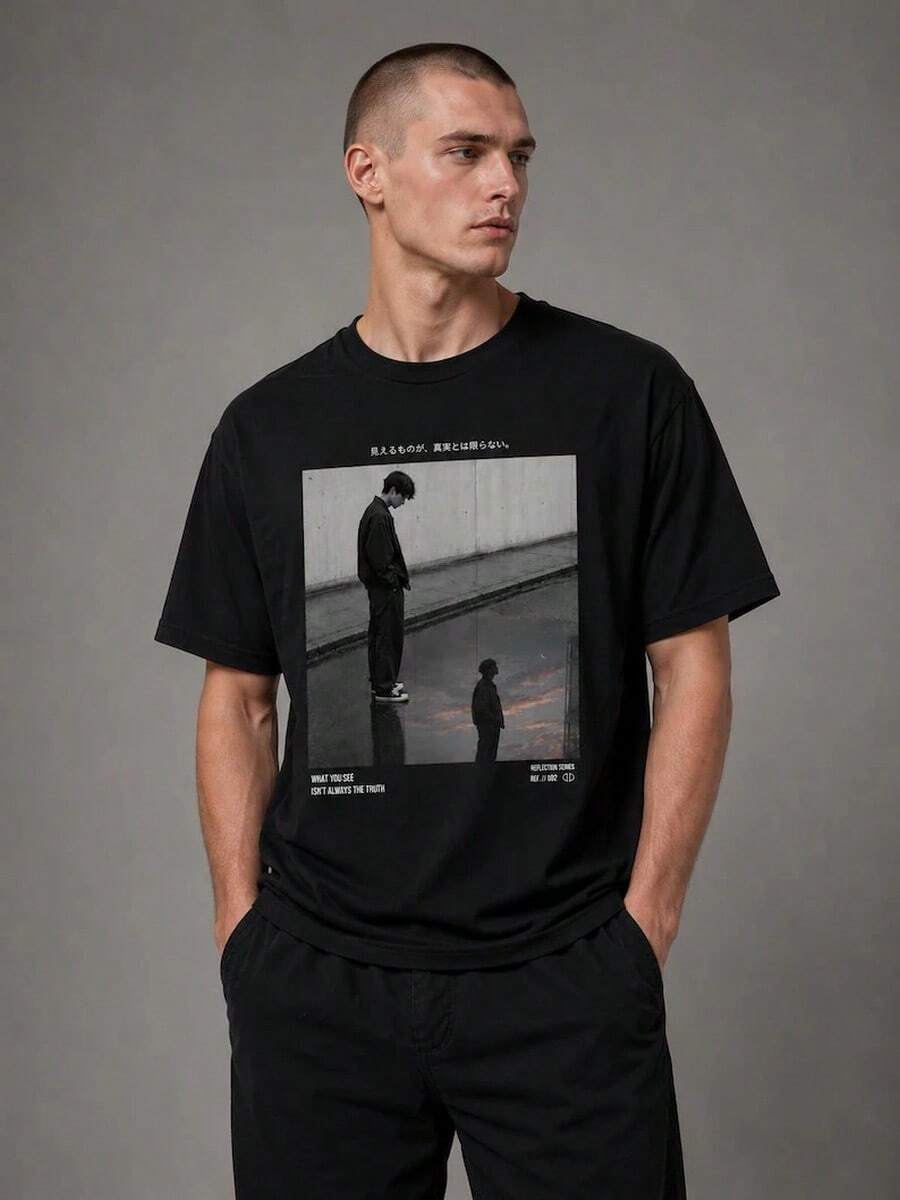 Men T-Shirts - 黑色 - 查看 1