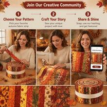 20 Colors - 100% Polyester Fabric Pre-Cut Strips, For Quilting, Handcrafts And Sewing, 40 Pieces 6.5cm X 50cm Set, Suitable For Carpets, Quilts, DIY Crafts And Home Decor - Autumn Art - Variant - View 4