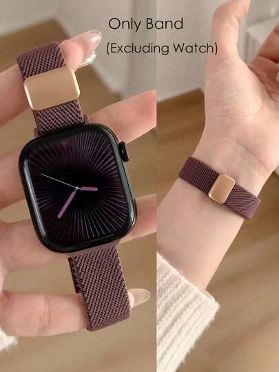 Nylon Fabric Magnetic Buckle Watch Band Compatible With Apple Watch 38/40/41/42/44/45/46/49mm Ultra SE Series 1-11, Adjustable Breathable Quick Release Strap, Women's Summer Accessory, Purple
