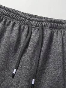 Men's Long Pants Winter Minimalist Solid Color Thermal Lined Joggers With Side Zipper Pockets Elastic Drawstring Waist Loose Fit Versatile Fitness Casual Sweatpants - Grey - View 4