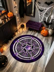 1 buah Karpet Bundar Lingkaran Ajaib Pentagram Halloween, Karpet Dekoratif, Alas Lantai, Karpet Ruang Tamu, Karpet Kamar Tidur, Karpet Serbaguna - MultiWarna - View 4