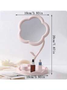 1pc Flower-Shaped High-Definition Makeup Mirror, Cute Girly Style Desktop Vanity Mirror With Detachable Jewelry Hanging Storage Structure, 2-In-1 Mirror + Cosmetic Storage, Suitable For Home, Student Dorm, Office, Bathroom Decor, Autumn Atmosphere Home Decoration Ornament, Practical Home Essential Gift For Friends And Couples - Multicolor - View 5