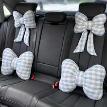 1PC Car Headrest And Lumbar Support, Plaid Bow Ribbon Seat Pillow, All-Season Goddess Lumbar Support Cushion - Multicolor - View 4