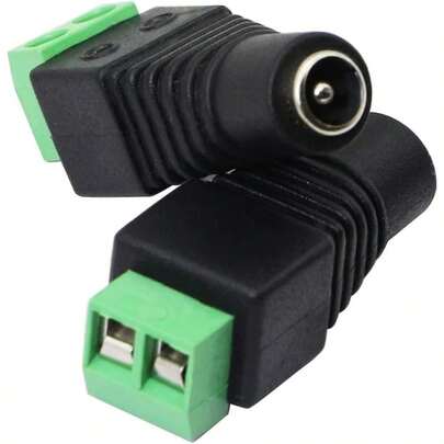 Paquete 10 Adaptadores DC 5.5x 2.1 mm - Conector de alimentación de Barril Hembra de 2.1 mm, Conector de terminales Tipo Tornillo Hembra para cámara de  CCTV, Tira de Luz Led