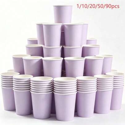 10pcs Purple Paper Cups, Disposable Cups, Tea Cups, Beverage Cups, Milk Cups, Coffee Cups, Suitable For Cold/Hot Drinks, Office, Travel, Birthday Party, Wedding, Christmas, Back To School, Holiday Celebration, Birthday Decoration, Home Decor, Pool Party And More