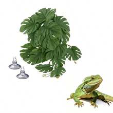 Artificial Tropical Rainforest Plants For Reptiles, Pet Reptile Terrarium Plants Decoration, Suction Cup Installation, Glass Container Reptile Plants Decoration, Pet Reptile Habitat Plants, Lizard, Crested Gecko, Bearded Dragon, Snake, Horned Frog, Snail, Insect Terrarium Decoration - View 9