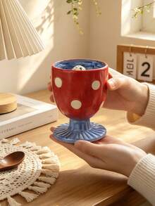 Retro Ceramic Mug Set, Cute Colorful Coffee Cups With Vintage Design, Aesthetic Tea Drinkware For Home Kitchen Breakfast Office, Stylish Beverage Cups Gift For Coffee Lovers - Multicolor - View 6