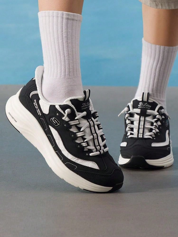 Skechers Zapatos deportivos casuales CONTOUR FOAM para mujer, zapatos ligeros de estilo de vida deportivo y viaje 150412-BKW - Blanco y negro - Ver 1
