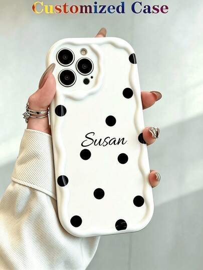 Customized Font Name Phone Case With Personalized DIY Design, Timeless And Fashionable. A Timeless Customized Phone Case. DIY Customized Phone Case. Personalized, Clear, Fashionable, Unique Customized Name Phone Case, And Elegant, Rich Colors, Versatile, Unique Customized, Cream Shell Big Wave Phone Case, Compatible With Iphone Series, And Other Models.
