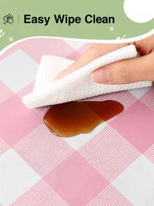 2pcs/4pcs/6pcs Pink & White Plaid Disposable Tablecloth, Stain-Resistant & Waterproof Plaid Tablecloth, Suitable For Baby Shower, Bridal Shower, Girls Birthday, Picnic, Indoor & Outdoor Party - Multicolor - View 7