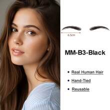 1 Pair 100% Human Hair Handmade Crochet Breathable Lace Base Natural Realistic Lightweight Invisible Reusable False Eyebrows, Suitable For Men And Women - Multicolor - View 22