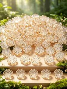 50/100/200pcs 20mm White Shell-Shaped Acrylic Beads, Cream Petal Bead Caps, Suitable For DIY Crafts, Jewelry Making And Phone Case Decoration - Multicolor - View 8