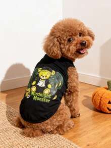 LUCKIE PAW 1pc Monster Bear Fun Pattern Pet Vest, Physical Flea Prevention, Reduces Shedding, Insulating And Breathable, Suitable For Small And Large Dogs And Cats, Indoor And Outdoor - Black - View 2