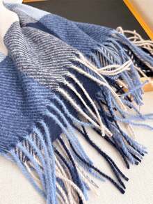 2/1pc New Winter Faux Cashmere Plaid Scarf, Unisex, Warm, Suitable For Daily Wear And Casual Outfits - Multicolor - View 5