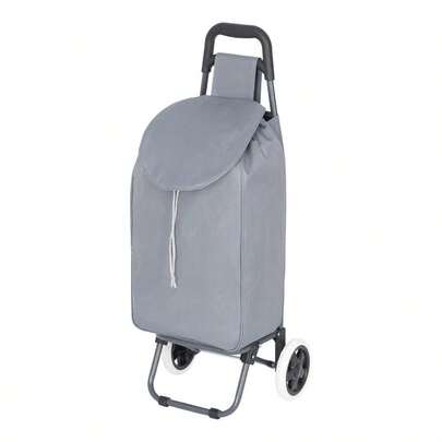 1-Compartment Shopping Cart, Metal Frame, Removable Bag, Drawstring Bag With Back Zipper Pocket, Converts To Dolly