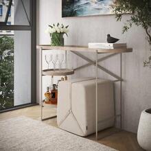 Aparador Sala De Jantar De Ferro/couro 90cm Aparadores Luxo - Champanhe - Visão 3
