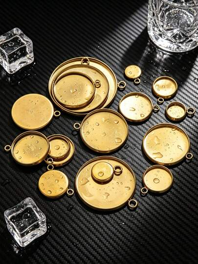 10 pezzi Basi per ciondoli in acciaio inossidabile con fondo rotondo 6-30mm, montatura per pietre preziose, accessori per la realizzazione di collane, bracciali e gioielli fai-da-te