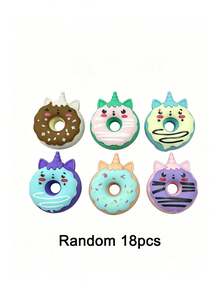 18/10pcs Random Color Cartoon Donut Shaped Erasers, Cute Student Prizes & Gifts, Creative Cartoon Eraser Back To School,Halloween,Christmas Time - Multicolor - View 9