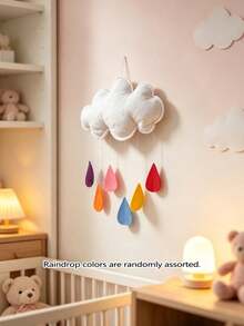 1PC/3pcs Pastel Felt Cloud & Raindrop Wall Decor - Kids Room Cute Weather Theme Decoration,Room Decor,Baby Stuff,Home Decor,Kids Room Decor - Multicolor - View 9