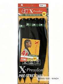 4件/包 18英吋 Xpression 合成纖維預拉伸編髮髮束，阻燃光滑 Yaki 編髮髮束 - 彩色 - 查看 5