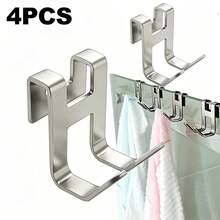 1/4pcs No-Drill Iron Hooks, No-Damage Adhesive Over Door Back Rack, Universal For Bathroom, Kitchen, Cabinet, Hang Towels, Clothes, Bath Balls, Razors, Space-Saving Storage Hooks, Multi-Purpose Removable Adhesive Wall Door Hanger Organizer - View 14