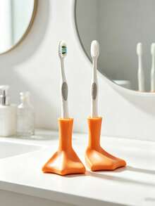 1pc Duck Foot Toothbrush Holder, Makeup Brush Organizer, Desktop Decor, Creative Cute, Suitable For Bathroom, Bedroom, Living Room, Essential Home Decor, Wedding Season Graduation Season Back To School Season Gift, Dorm Storage, Washbasin Storage Tool, Mini Brush Holder, Toiletries Storage Rack - Multicolor - View 11