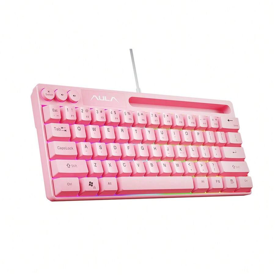 AULA RGB Backlit Gaming Keyboard And Mouse, 61-Key Mechanical Feel Wired Keyboard, Compatible With PC Laptop Desktop Computer, Mini Keyboard Mouse Combo