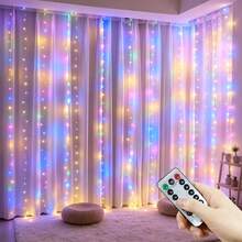 1 Set Bedroom Fairy Curtain Lights, Christmas String Lights With 8 Modes USB Plug, Wall-Mounted Flashing Lights With Remote Control, For Indoor Wedding Party Backdrop Christmas Decoration - USB Curtain Light - View 25
