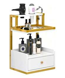 Soporte De Secadores Para Barbería Con Cajones Moderno - Dorado - Ver 1