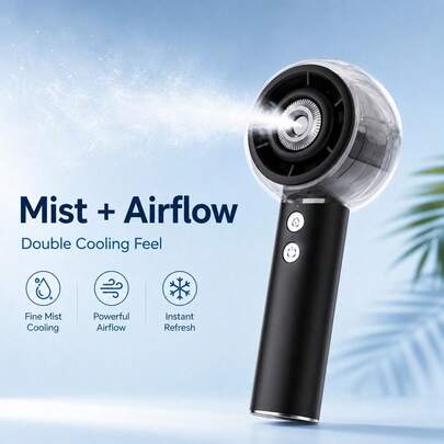 Portable Misting Fan, 4000mAh USB Rechargeable Handheld Spray Fan With 50ml Water Tank, 4 Speeds Foldable Mini Personal Cooling Fan For Travel, Beach, Office, Camping & Outdoor,Back-To-School Essential, Classroom Supply, School Supply