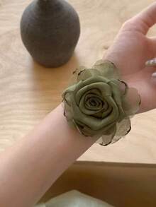 10件/5件/4件/1件 多色乾燥玫瑰花髮圈，新款高端女士皮革髮飾，優質髮帶適用日常髮型 - 彩色 - 查看 6