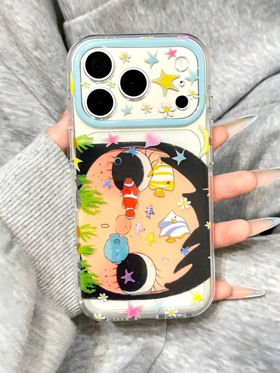 1件可愛大眼卡通圖案手機殼,可愛時尚蘿莉塔風格保護殼,適用於iPhone17/iPhone17 Pro Max/iPhone16 Pro Max/iPhone15 Pro/iPhone14/iPhone13/12/11,適合送給家人/朋友/姊妹/女朋友的禮物 - 無色 - 查看 1