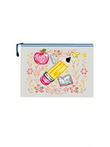 Mesh Zipper Makeup Bag,Apple Pencil Book Print,Back To School Mesh Storage Bag,Portable Zipper Stationery Pouch,Large Capacity Cosmetic Bag,Transparent Pen Bag,School Supplies Storage,For School Office Travel,Gifts For Teachers And Students - Multicolor - View 17