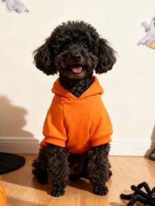 LUCKIE PAW 1pc Halloween Funny Pumpkin Pattern Pet Sweatshirt, Physical Flea Protection, Reduces Shedding, Warm & Breathable, Suitable For Small And Large Dogs And Cats, Indoor And Outdoor - Orange - View 4