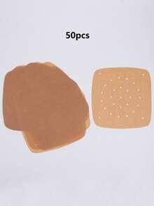 50pcs Air Fryer Liners, 7.5/9 Inch Square Baking Paper Liners, Disposable Air Fryer Paper Liners, Perforated Baking Paper, Suitable For Air Fryers And Bamboo Steamers, Kitchen Gadgets, Kitchen Supplies - Khaki - View 8