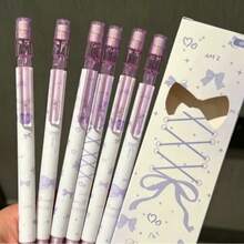 4pcs Bow Decor Neutral Pens, Large Ink Capacity, High-Value Macaron Color, Portable Transparent Barrel, Smooth Writing Stationery For Students Classroom And Office, NS Style Ribbon Bow Neutral Pens, Large Ink Capacity, High-Value Fresh Appearance, Lightweight And Portable, Student Daily Note-Taking And Office Writing Pens - Pen - View 4