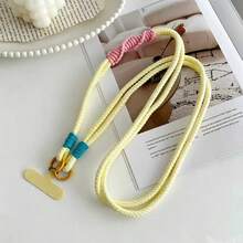 Lanière de téléphone tressée Dopamine, sangle bandoulière à blocs de couleurs avec double boucle, sangle de remplacement pour sac et appareil photo, sangle d'épaule anti-perte, chaîne de sangle anti-vol créative haut de gamme - Multicolore - Voir 11