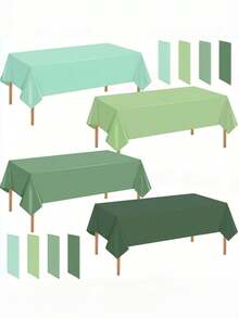 1pc Green Plastic Tablecloth | Light Green Disposable Waterproof Tablecloth, 4 Green Colors Available, Sage Green Tablecloth, 54x108 Inches, Fits 6-8ft Rectangular Tables, Indoor/Outdoor Party, Birthday, Wedding, Baby Shower Decoration - Multicolor - View 1