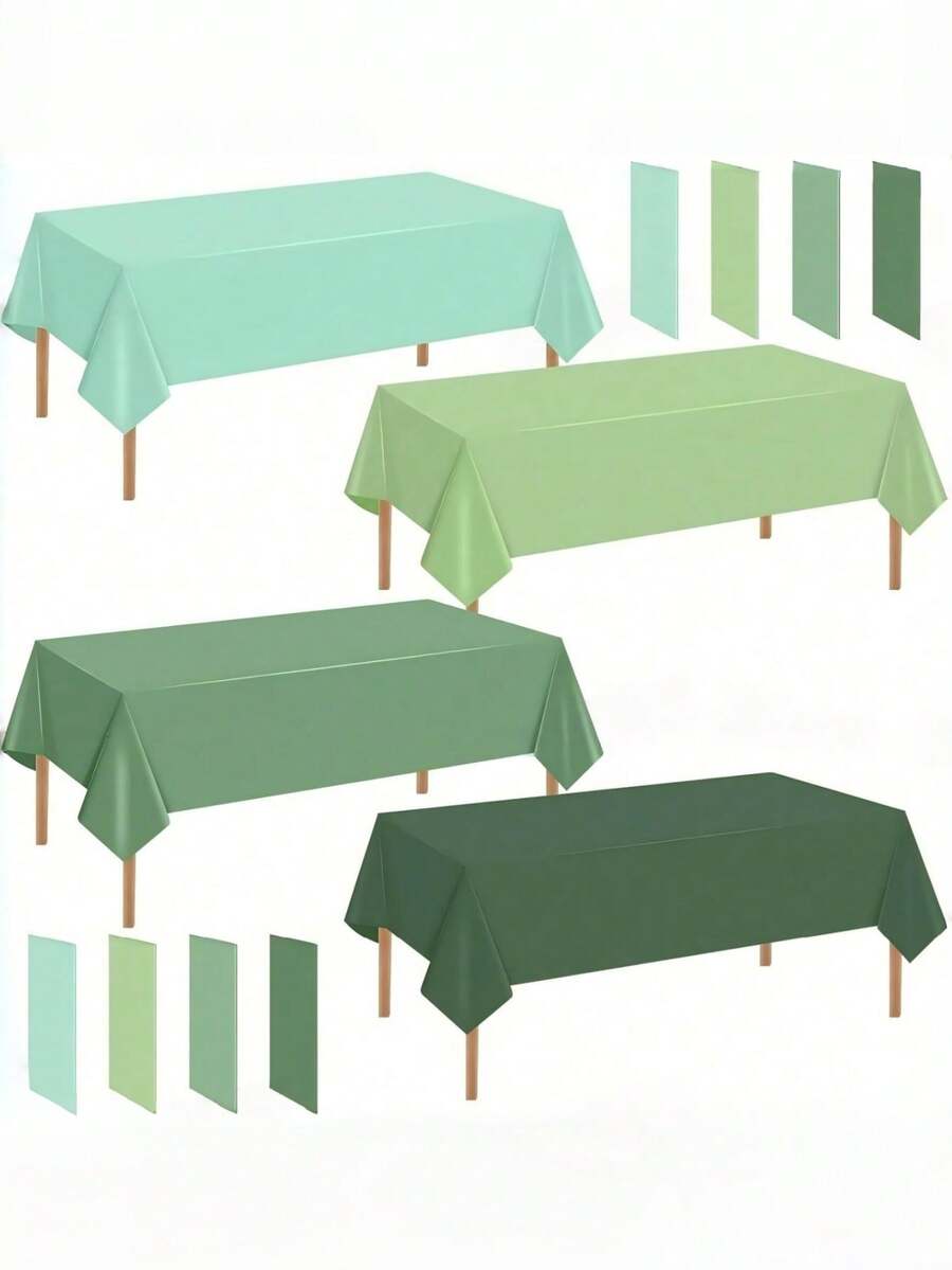 1pc Green Plastic Tablecloth | Light Green Disposable Waterproof Tablecloth, 4 Green Colors Available, Sage Green Tablecloth, 54x108 Inches, Fits 6-8ft Rectangular Tables, Indoor/Outdoor Party, Birthday, Wedding, Baby Shower Decoration - Multicolor - View 1