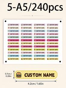 Custom Food Name Stickers, Personalized Label Set, Cute Cartoon Pen Stickers, Customizable Gift Labels, Customizable Planner Decoration, Birthday Gift, Personalized Stickers, Name Stickers, Gift For Family And Friends - Style B - View 10