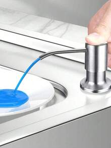 1pc Stainless Steel Built-In Kitchen Sink Soap Dispenser Countertop Pump, Liquid Dish Soap/Hand Cream/Detergent Dispenser, Home Kitchen Sink Cleaning Accessory - Stainless Steel Soap Dispenser - View 5