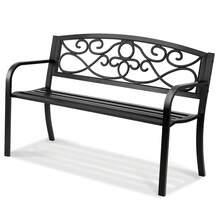 Outdoor Bench, 50 Inches Metal Garden Bench For Outdoors, 550 Lbs Load Capacity Bench, Outdoor Garden Park Bench With Backrest And Armrests, Patio Bench For Garden, Park, Yard, Front Porch - 50 Inches - View 8