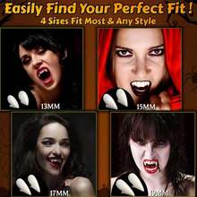 Vampire Teeth Vampire Fangs 3 Sizes (1.3, 1.5, 1.7) Halloween Vampire Fangs Suitable For Adult Cosplay With Adhesive Backing Vampire Accessories Costume Makeup Cosplay Teeth 3 Pairs With Adhesive Backing - Multicolor - View 4