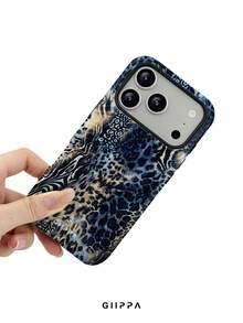 GIIPPA 1件 藍色豹紋、斑馬紋、虎紋拼接設計手機殼，適用於 Phone 17 Pro Max，相容 Phone 16 Pro Max、15 Pro Max、14 Pro Max、11/12/13/14/15/75 Pro Max Plus，韓式高端時尚趣味優雅設計，男女皆宜，聖誕節、情人節、復活節、婚禮季和生日送女友的完美禮物！ - 藍色 - 查看 5