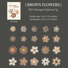 JotBox Woven Small Flower Faux Embroidery Floral PET Stickers, Vintage Transparent Planner Scene Decoration DIY Basic Material Decals - Knitted Flower - View 11
