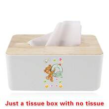 Nordic Tissue Box Bamboo-Lid Solid Wood Storage Case Desktop Napkin Holder Car Paper Dispenser Dormitory Organizer Box Holiday Decoration Storage Suitable For Home Office Use Initial Name 26 Letters Pattern - White - View 29