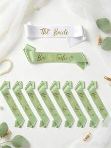 Bachelorette Party Sash Set With Veil, 11pcs & 10pcs Sash Set, Suitable For Wedding Party And Team Use, Can Be Used As Bride Gift Or Wedding Decoration, Also Suitable For Bride Gift Ceremony. Suitable For Bachelorette Party, Wedding, Bride-To-Be Outfit And Accessories - Multicolor - View 16