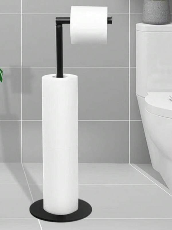 1 Bathroom Toilet Paper Holder With Weighted Base, Freestanding Toilet Paper Holder, Stainless Steel Tissue Holder, Kitchen Bathroom Tissue Holder, Modern Style Toilet Paper Holder, Toilet Paper Roll Holder
